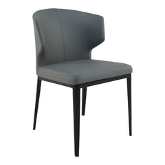 Set of Two Gray and Black Upholstered Faux Leather Wing Back Dining Side Chairs
