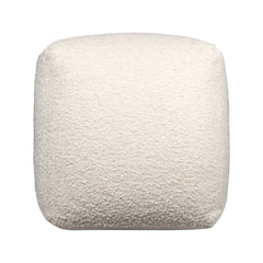 18" Ivory Polyester Cube Outdoor Pouf Ottoman