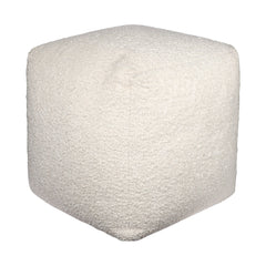 18" Ivory Polyester Cube Outdoor Pouf Ottoman