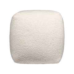 18" Ivory Polyester Cube Outdoor Pouf Ottoman