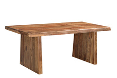 Nine Piece Brown Solid Wood Dining Set with Eight Chairs