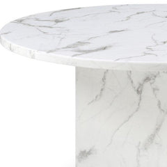 60" Gray and White Marble Pedestal Base Round Top Dining Table