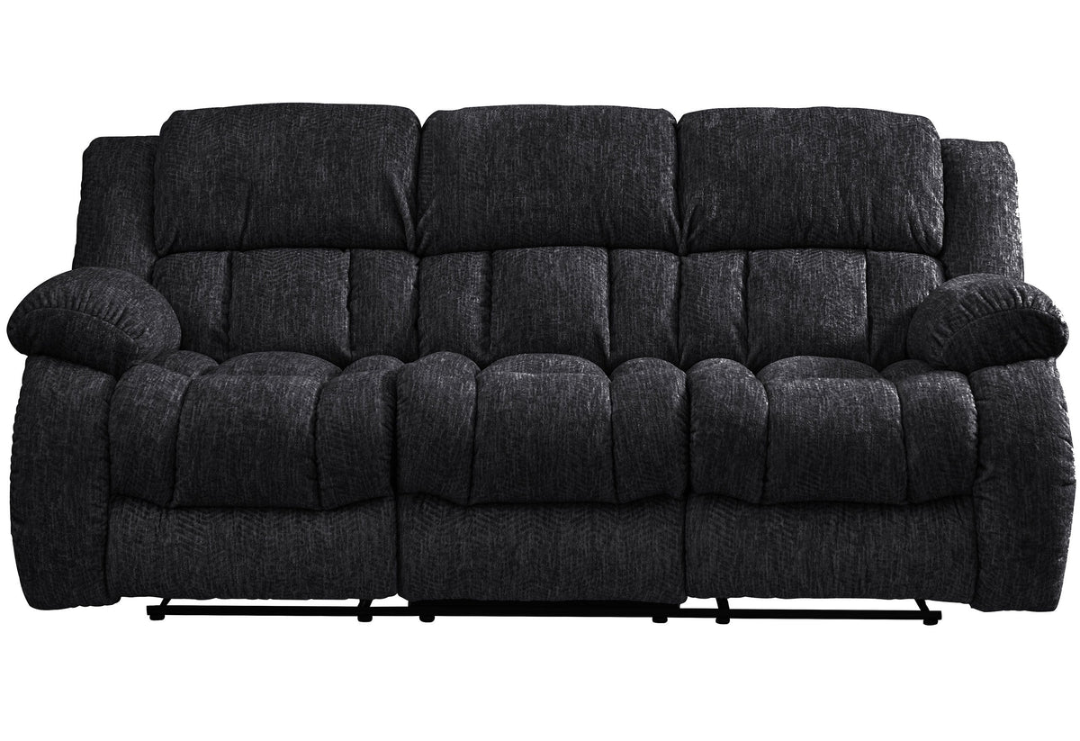 88" Black Reclining USB Sofa And Toss Pillow With Silver Legs