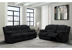 88" Black Reclining USB Sofa And Toss Pillow With Silver Legs