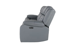 86" Light Gray Reclining USB Sofa And Toss Pillow With Silver Legs