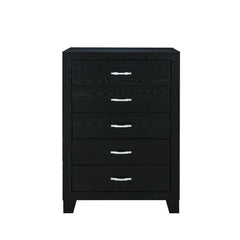49" Black Wood Five Drawer Dresser