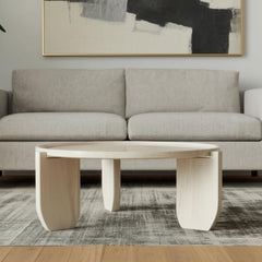 30" Natural Genuine Marble and Marble Round Coffee Table