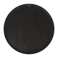28" Black Solid Wood Round Pedestal Coffee Table
