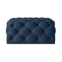 33" Navy Blue Velvet Rolling Tufted Cocktail Ottoman