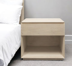 24" Natural Solid Wood Ribbed Texture One Drawer Nightstand