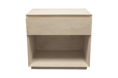 24" Natural Solid Wood Ribbed Texture One Drawer Nightstand
