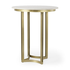 36" Gray Marble Pedestal Base Round Top Dining Table