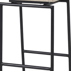 25" Natural and Black Solid Wood and Metal Low Back Counter Height Bar Chair