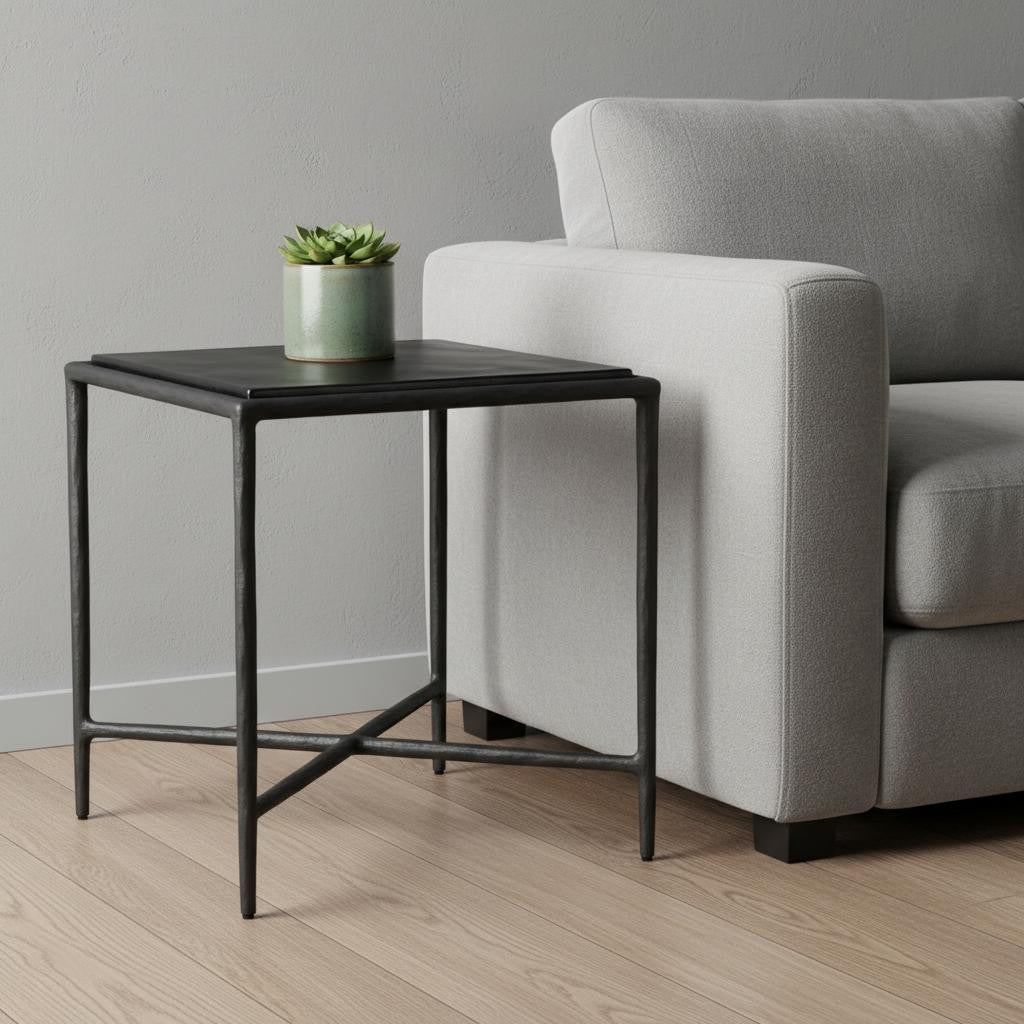 22" Black Aluminum Pedestal End Table