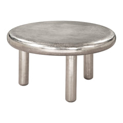 32" Silver Aluminum Round Pedestal Coffee Table