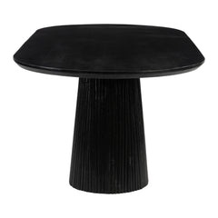 81" Black Solid Wood and Wood Pedestal Base Oval Dining Table