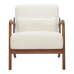26" Cream and Natural Upholstered Arm Chair