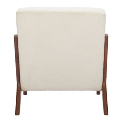 26" Cream and Natural Upholstered Arm Chair