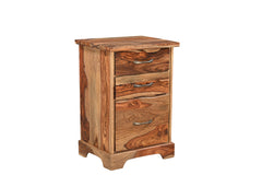 54" Brown Solid Wood Writing Desk and Bookshelf Set With Three Drawers
