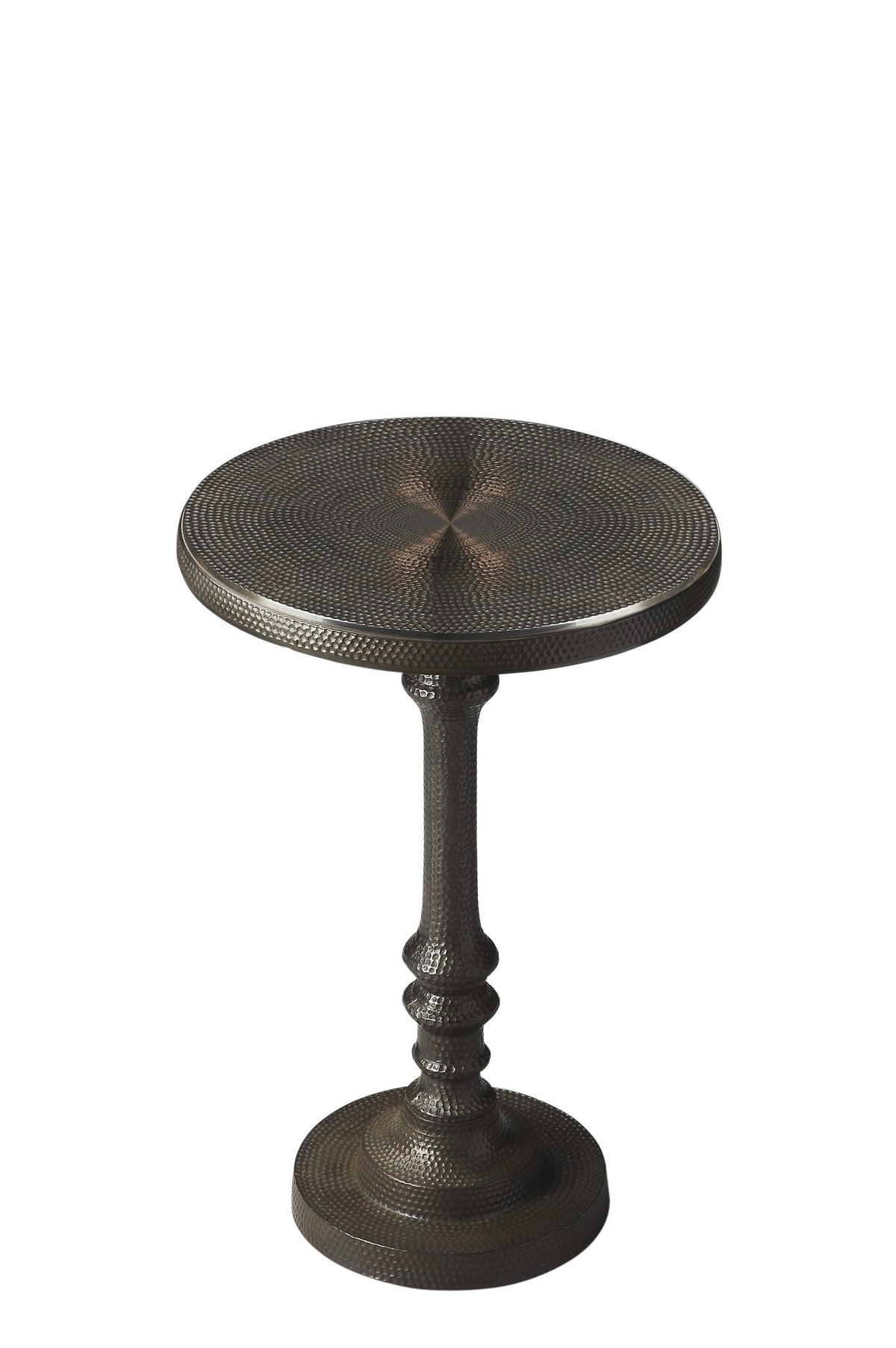 24" Bronze Metal Round Pedestal End Table