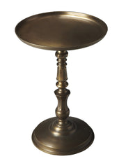24" Bronze Metal Round Pedestal End Table