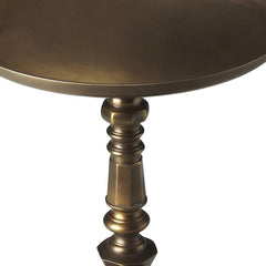 24" Bronze Metal Round Pedestal End Table