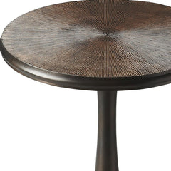 22" Bronze Metal Round Pedestal End Table