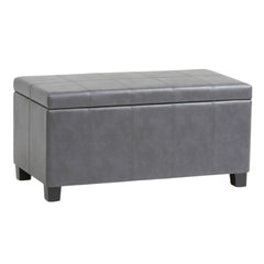 36" Dark Brown and Gray Upholstery Storage Ottoman