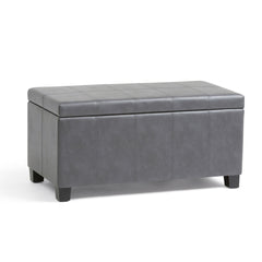 36" Dark Brown and Gray Upholstery Storage Ottoman