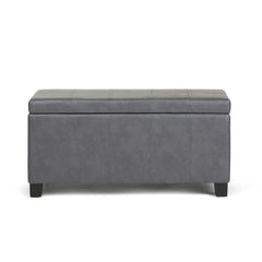 36" Dark Brown and Gray Upholstery Storage Ottoman