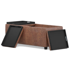 42" Dark Brown and Brown Upholstery Storage Ottoman