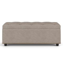 44" Dark Brown and Natural Upholstery Storage Ottoman
