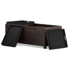 42" Dark Brown and Brown Upholstery Storage Ottoman