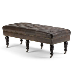 50" Brown and Dark Brown Leather Ottoman