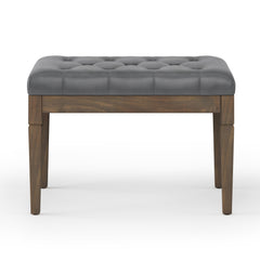 28" Gray and Brown Leather Ottoman