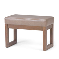 27" Burnished Brown and Brown Leather Footstool