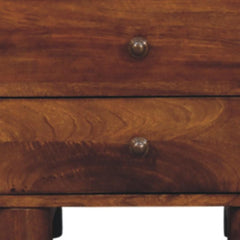 15" Chestnut Solid Wood Square Two Drawer Nightstand