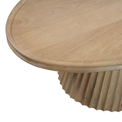 48" Light Brown Solid Wood Oval Pedestal Coffee Table