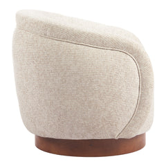 36" Beige Upholstered Swivel Arm Chair