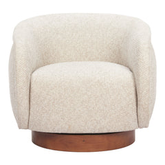 36" Beige Upholstered Swivel Arm Chair