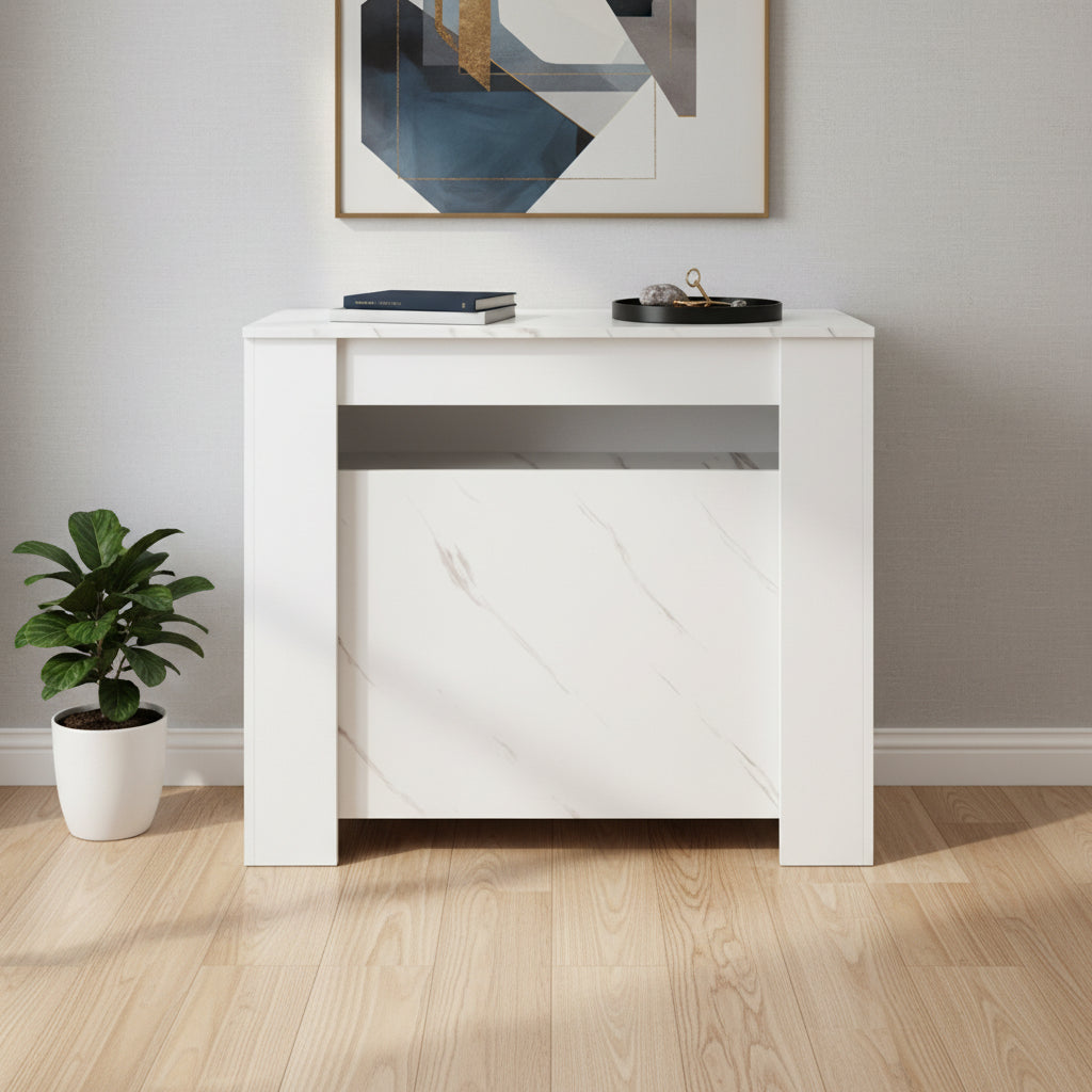 35" White Wood Floor Shelf Coffee Table