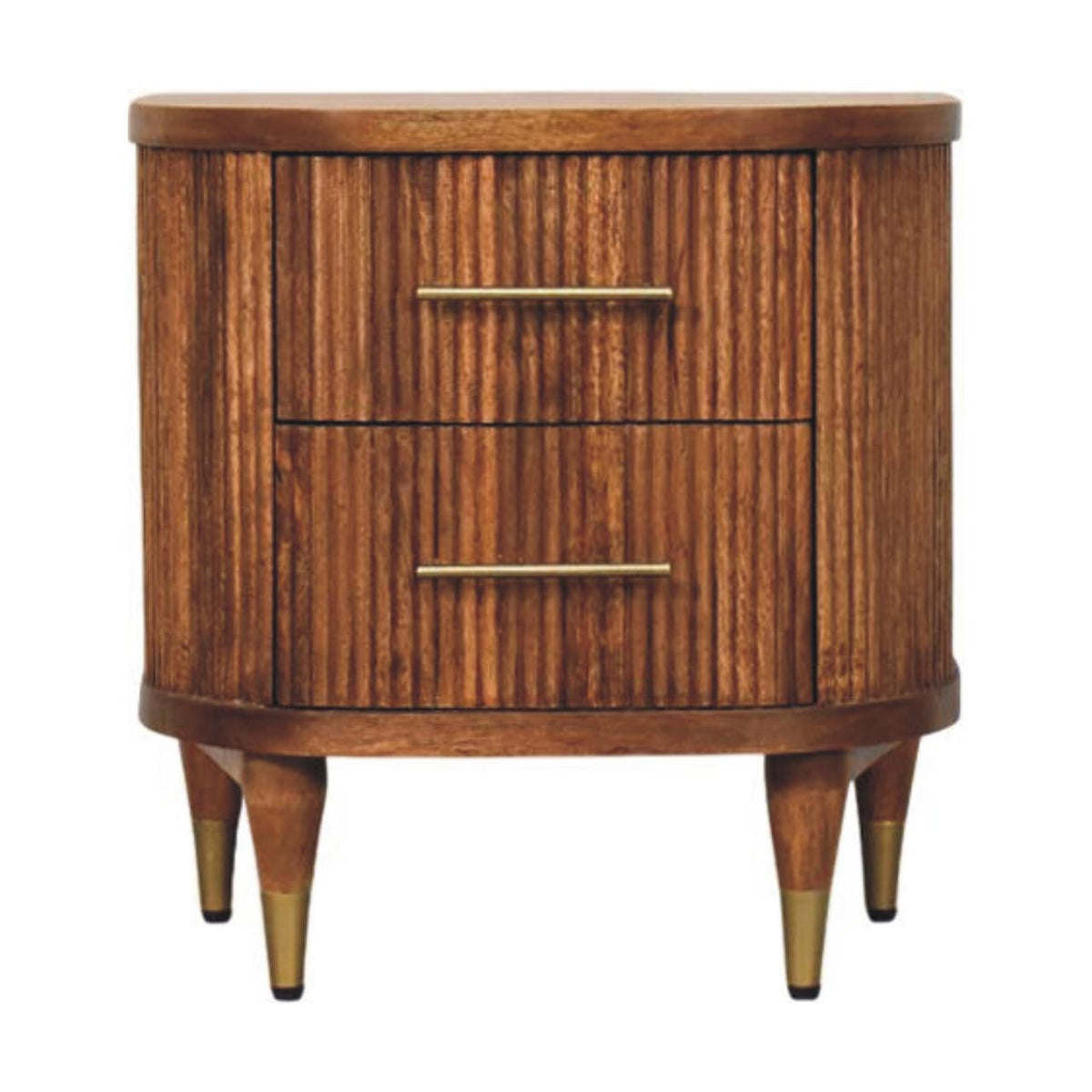 22" Brown Solid Wood Two Drawer Nightstand