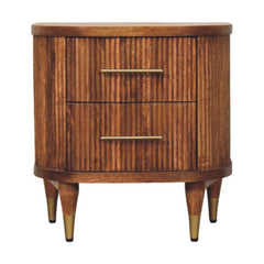 22" Brown Solid Wood Two Drawer Nightstand