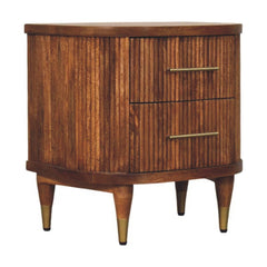 22" Brown Solid Wood Two Drawer Nightstand