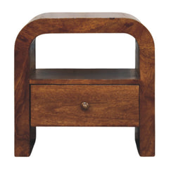 18" Brown Solid Wood Two Drawer Nightstand