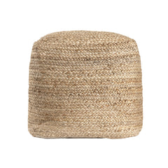 18" Beige Upholstery Pouf Ottoman
