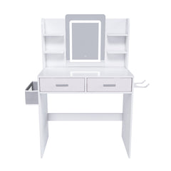 28" White Wood Lighted Two Drawer Dresser
