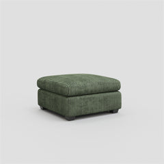 32" Green and Black Corduroy Footstool
