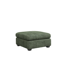 32" Green and Black Corduroy Footstool