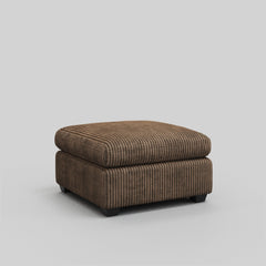 32" Brown and Black Corduroy Footstool